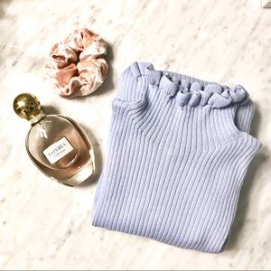Primark baby blue ruffled neck sweater